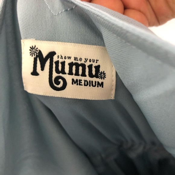 Show Me Your Mumu Kendall Maxi Dress Steel Blue Chiffon Size Medium - Picture 8 of 10